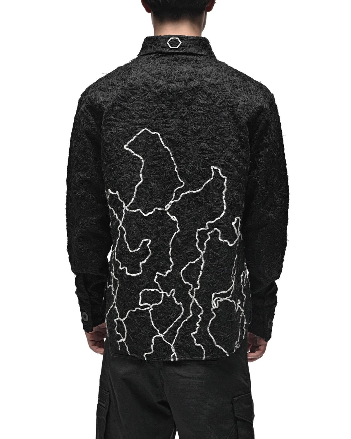 MINOAR - Black Fiber-Bond Cotton Sleeves, Men's black cotton sleeves with Fiber-Bond texture - 6