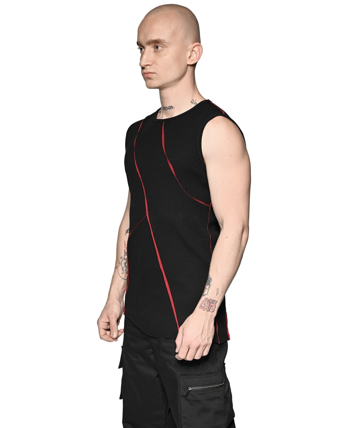 MINOAR - Magma Tanktop, Men's black cotton with multi-segment construction - 4