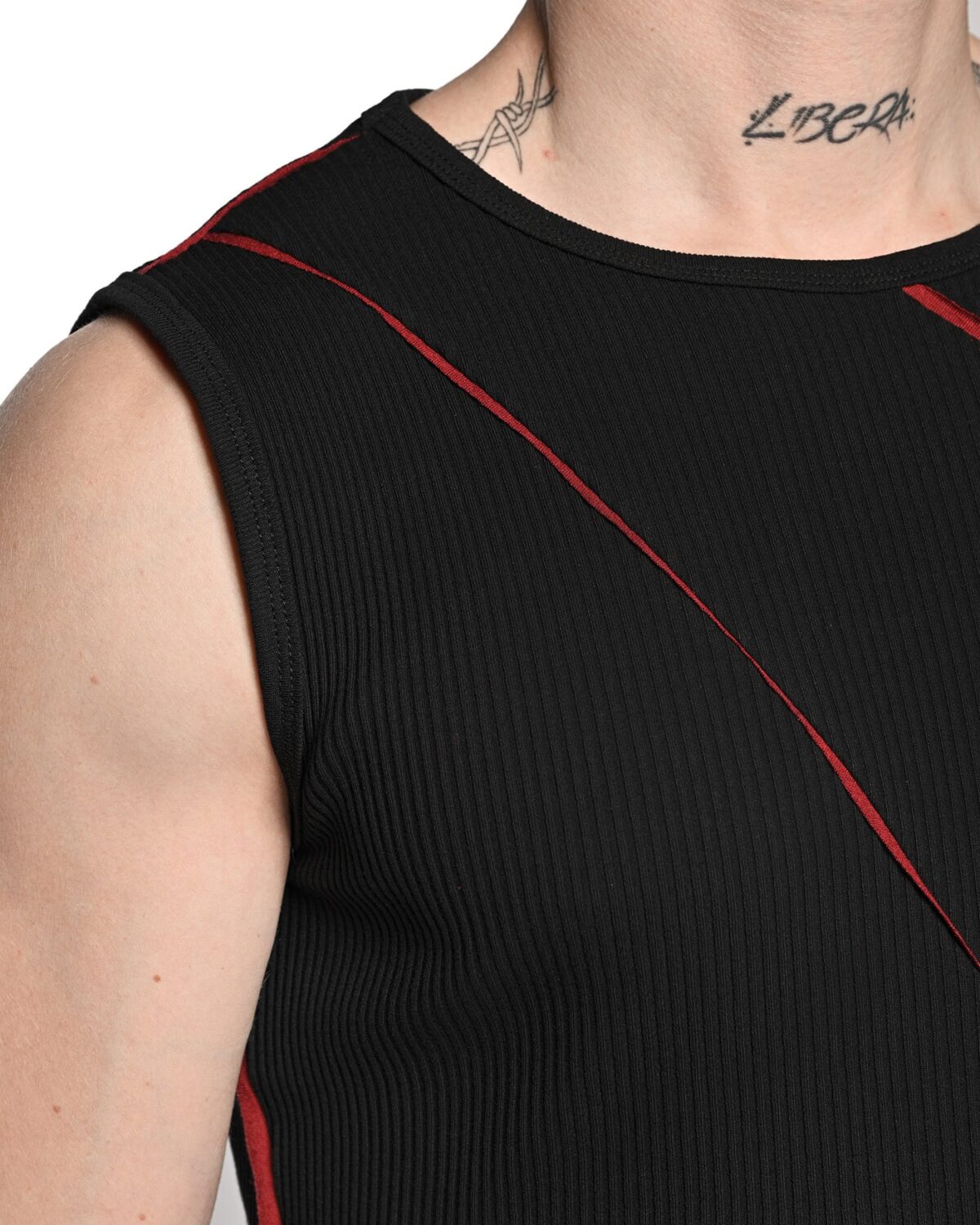 MINOAR - Magma Tanktop, Men's black cotton with multi-segment construction - 8