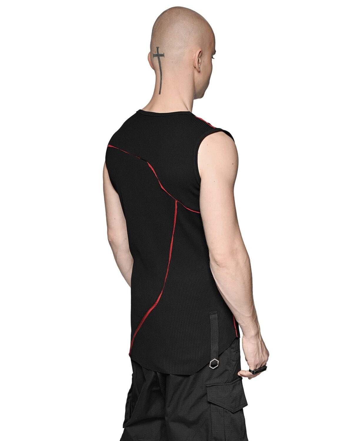 MINOAR - Magma Tanktop, Men's black cotton with multi-segment construction - 6