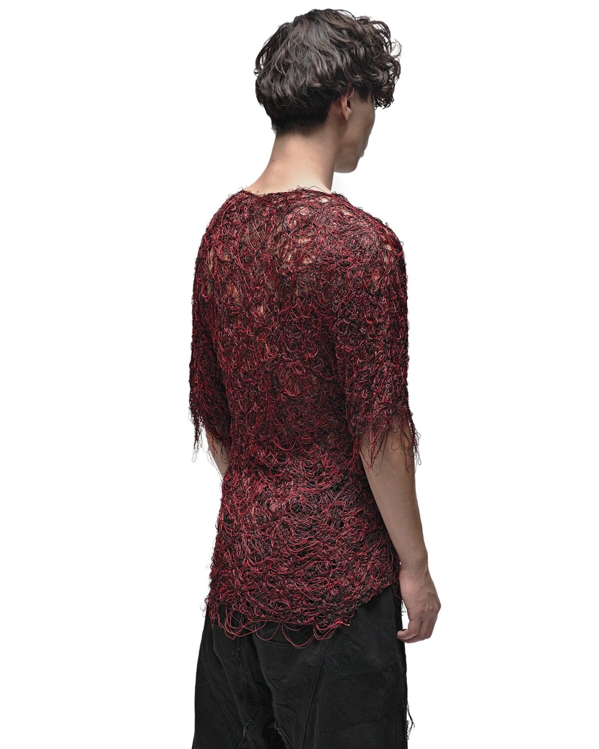 MINOAR - Fiber Bond Lava T-shirt, Men's red viscose T-shirt with Fiber-Bond texture - 5