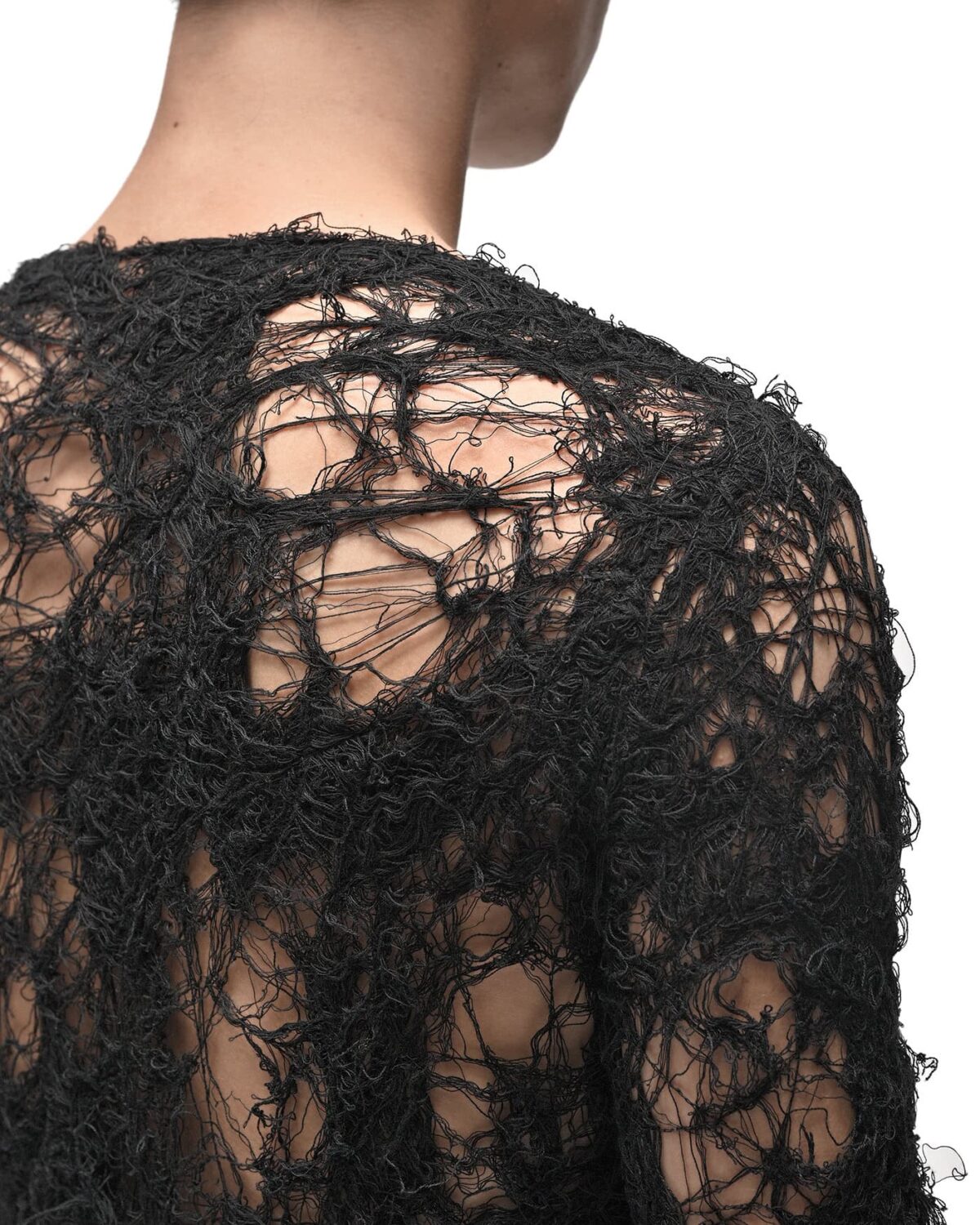 MINOAR - Fiber Bond Soft Sheer Sweater, Men's black cotton sweater with Fiber-Bond texture - 9