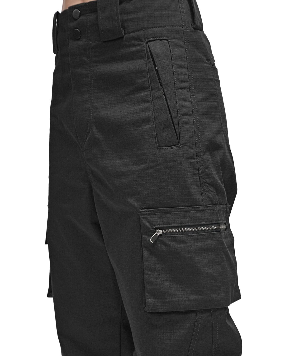 MINOAR - Ripstop Solid Cargo Pants, Men's black cotton pants with tapered silhouette - 7