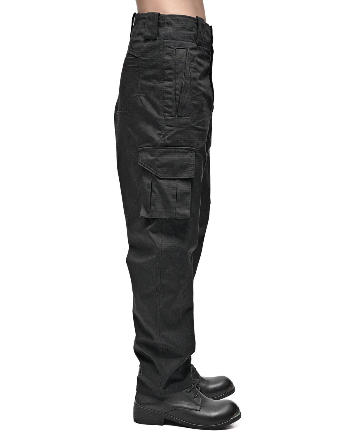 MINOAR - Ripstop Solid Cargo Pants, Men's black cotton pants with tapered silhouette - 4