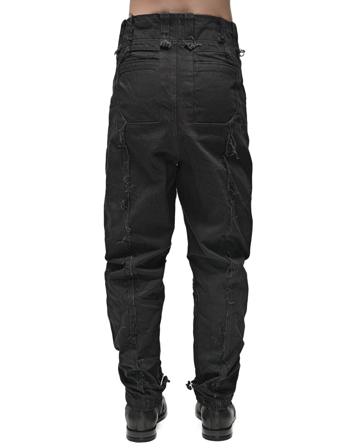 MINOAR - Tapered Denim Wash Construct Pants, Men's black cotton pants with cargo pocket detail - 6