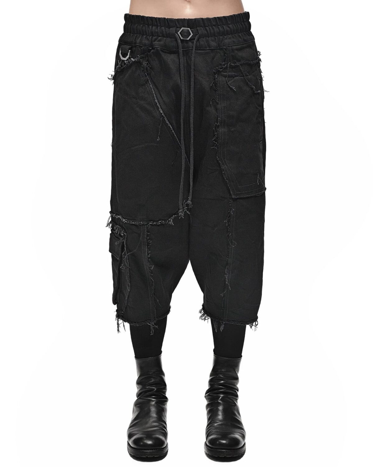 MINOAR - Transform Denim Washed Crop Pants, Men's black cotton pants with cargo pocket detail - 3
