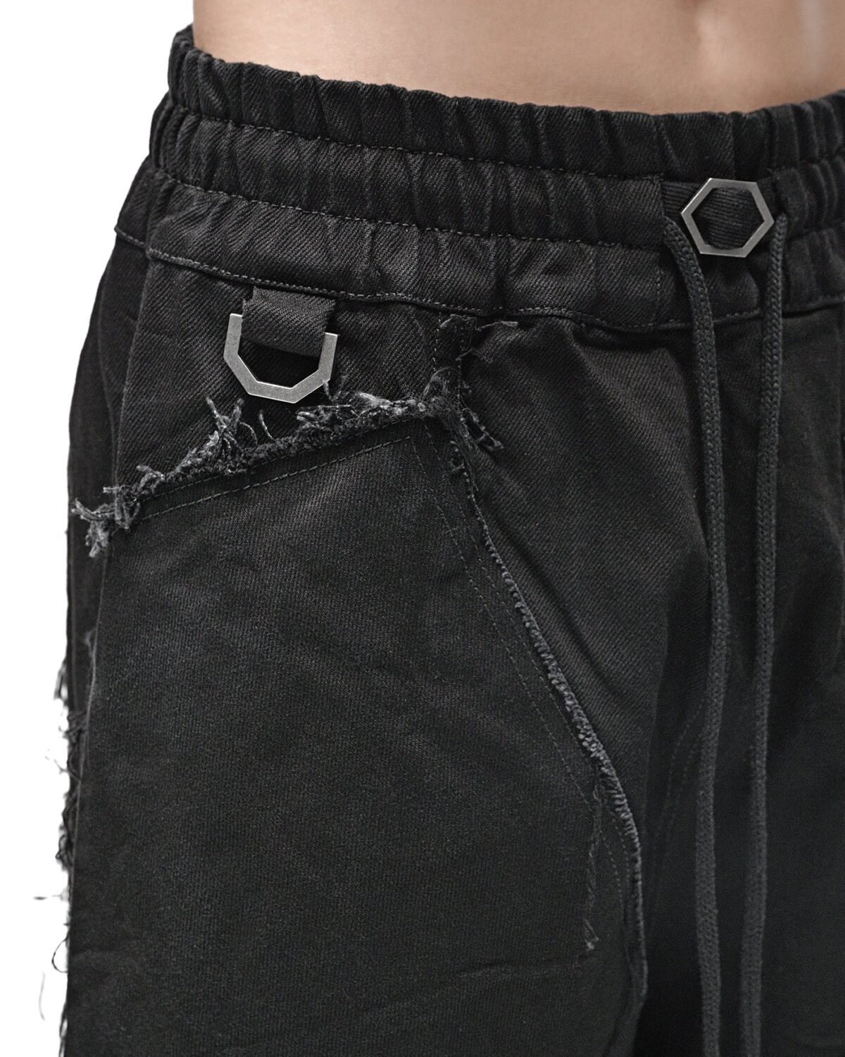 MINOAR - Transform Denim Washed Crop Pants, Men's black cotton pants with cargo pocket detail - 8