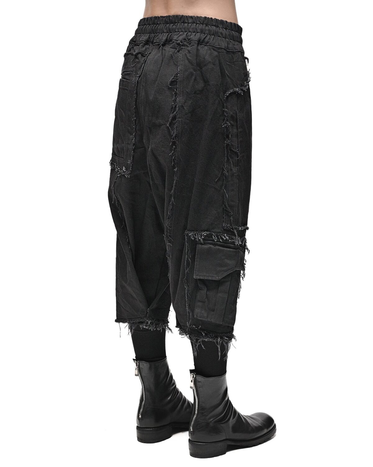 MINOAR - Transform Denim Washed Crop Pants, Men's black cotton pants with cargo pocket detail - 6