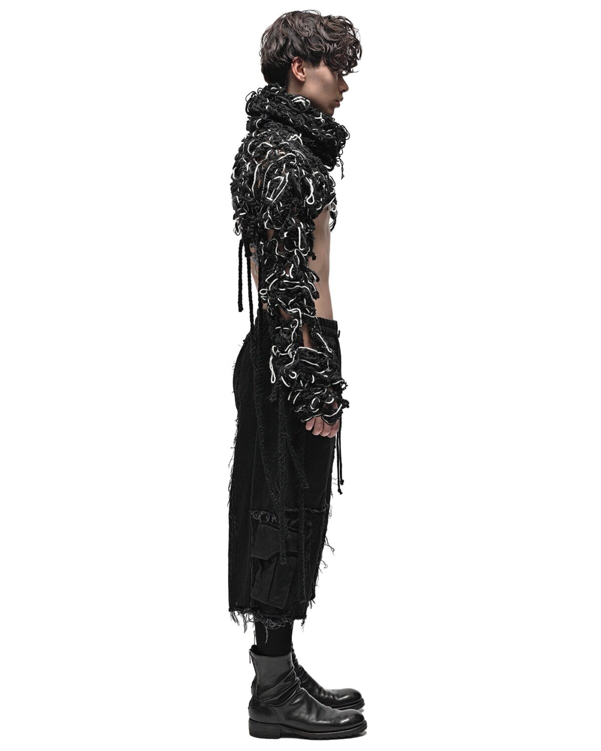 MINOAR - Fiber Bond Oracle Collar Sleeves, Men's black wool sleeves with Fiber-Bond texture - 4