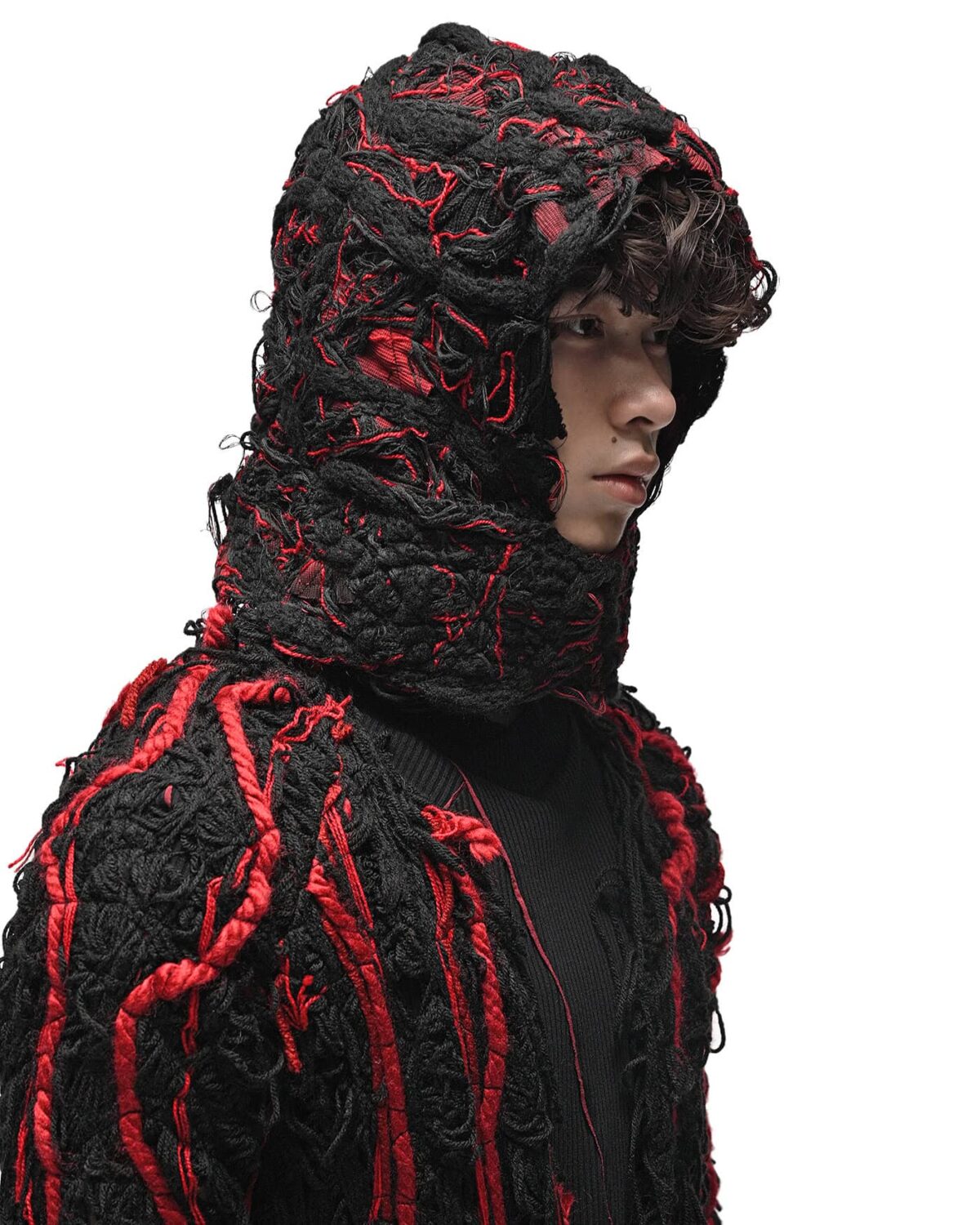 MINOAR - Pyro Fiber Bond Hood Neck Warmer, Unisex black cotton with Fiber-Bond texture - 5