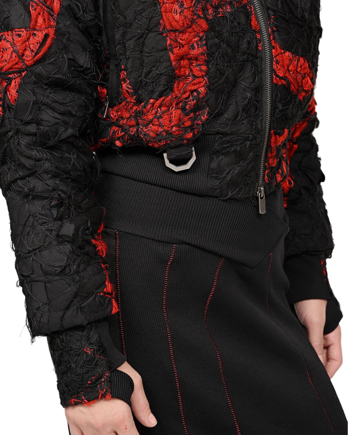 MINOAR - Fiber Bond Magma Bomber Jacket, Women's black cotton jacket with Fiber-Bond texture - 9
