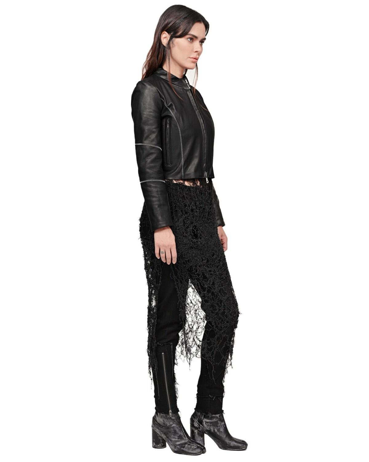 MINOAR - Biker Horse Leather Jacket, Women's black leather jacket with multi-segment construction - 10