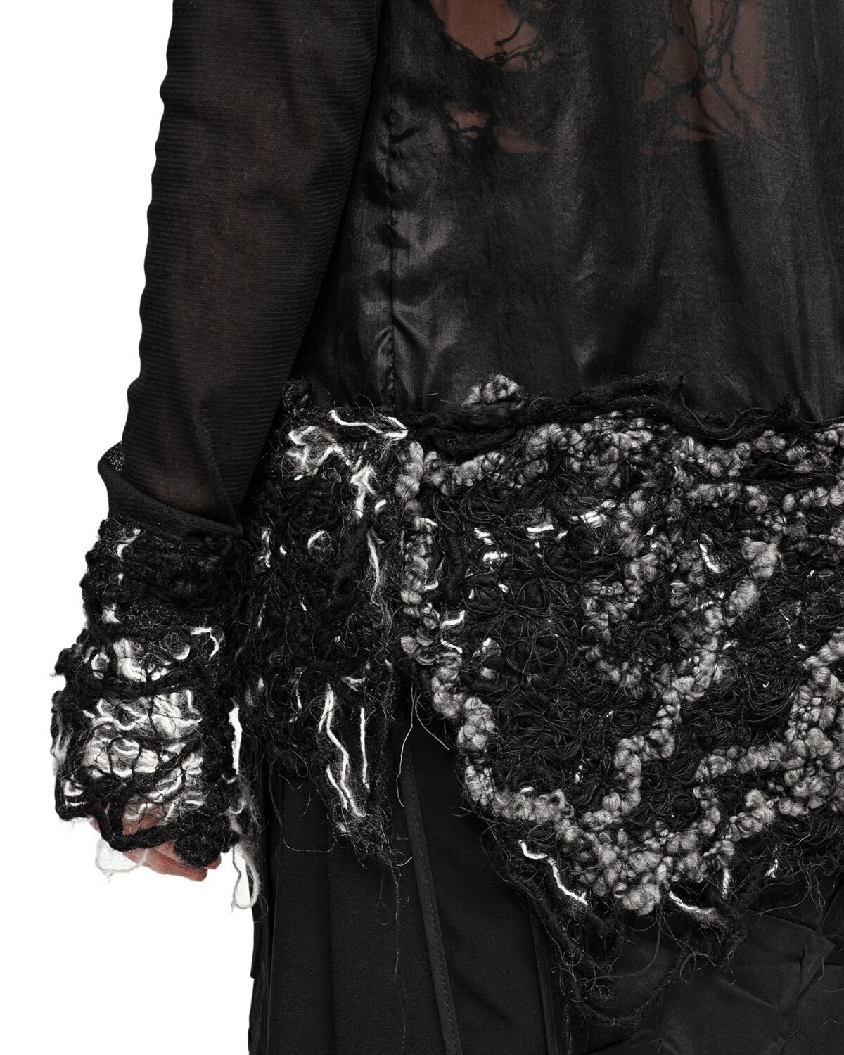 MINOAR - Grand Fiber Bond Silk Drape Shirt, Women's black cotton shirt with Fiber-Bond texture - 8