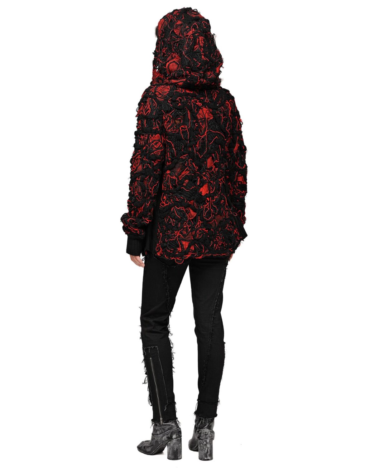 MINOAR - Fiber Bond Volcano Hooded Cardigan, Women's black cotton cardigan with Fiber-Bond texture - 6