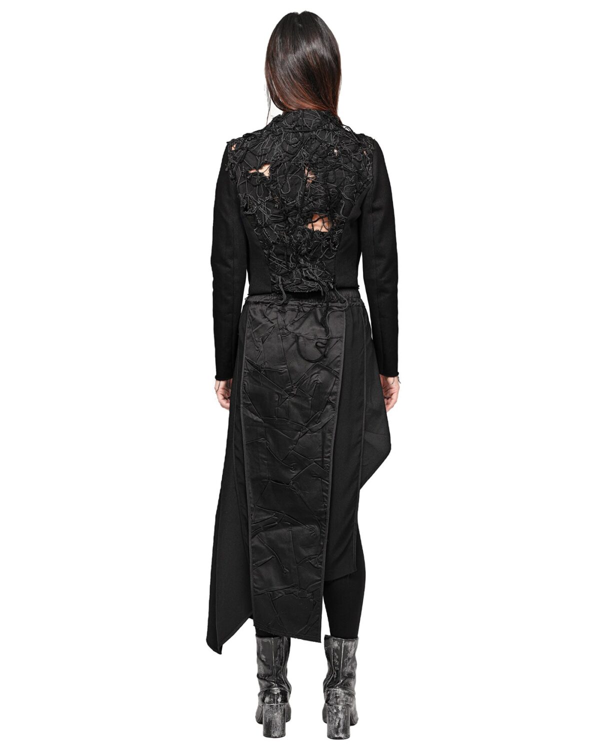 MINOAR - Grand Fiber Patch Denim Blazer, Women's black cotton blazer with Fiber-Bond texture - 5