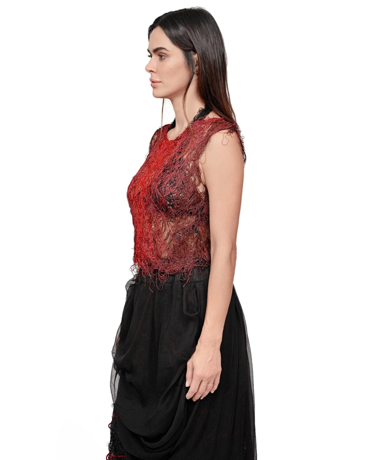 MINOAR - Fiber Bond Pyro Tanktop, Women's red viscose with Fiber-Bond texture - 3