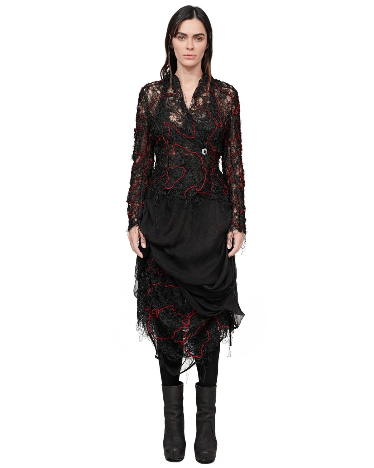 MINOAR - Fiber Bond Drape Layers Sheer Skirt - 11