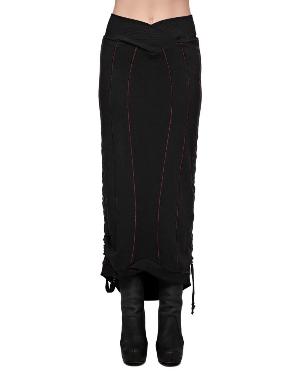 MINOAR - Rib Knit Scar Stitch Transform Skirt - 1