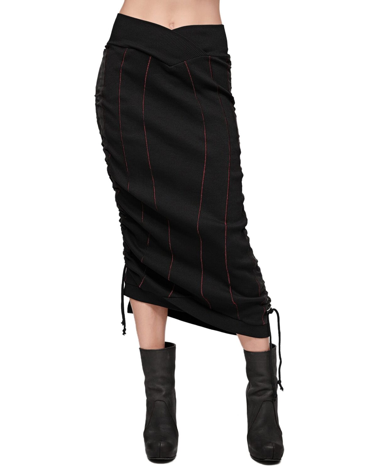 MINOAR - Rib Knit Scar Stitch Transform Skirt - 3