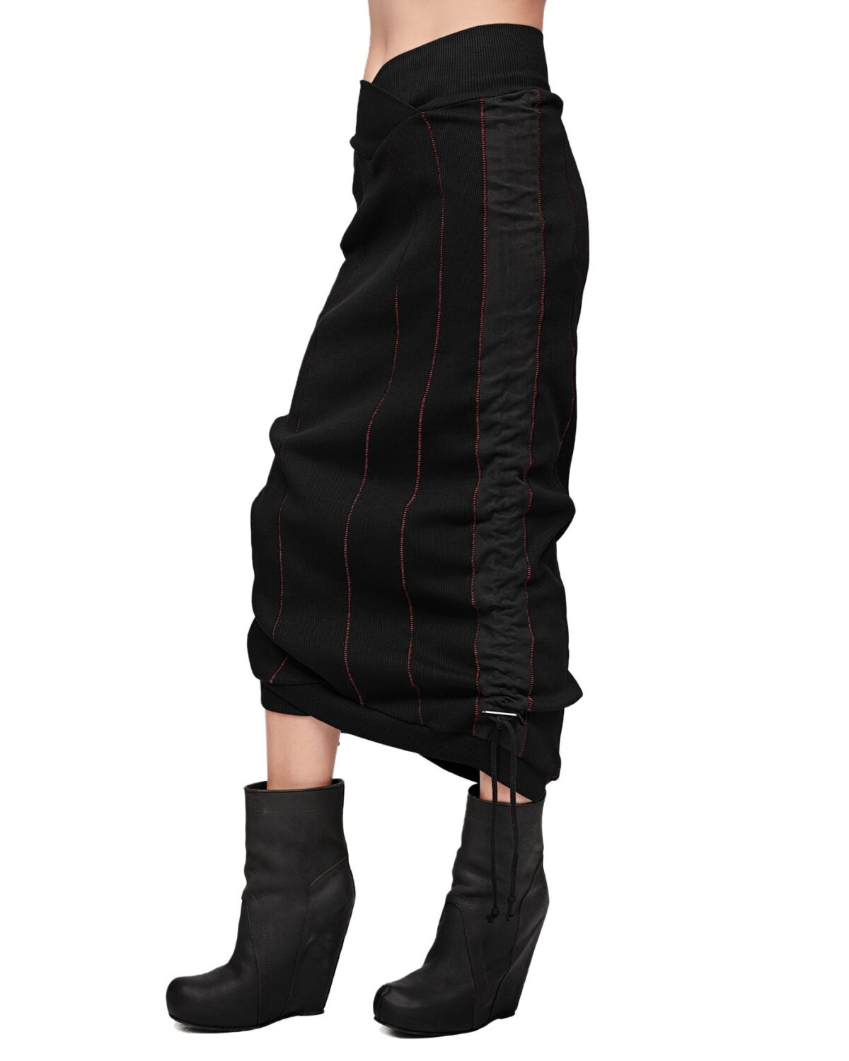 MINOAR - Rib Knit Scar Stitch Transform Skirt - 8