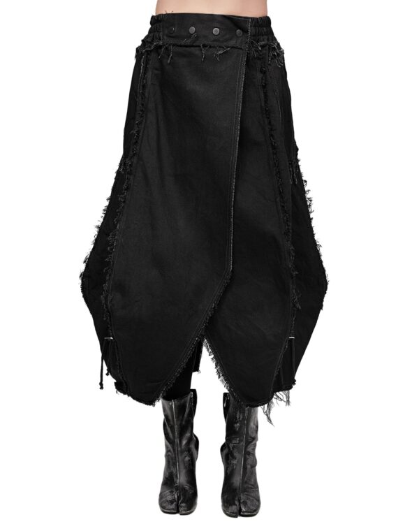 MINOAR - Cargo Volume Transform Denim Skirt, Women's black cotton skirt with cargo pocket detail - 1