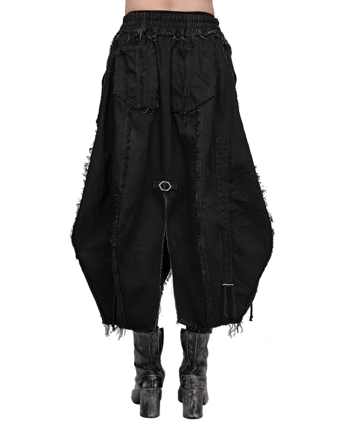 MINOAR - Cargo Volume Transform Denim Skirt, Women's black cotton skirt with cargo pocket detail - 9