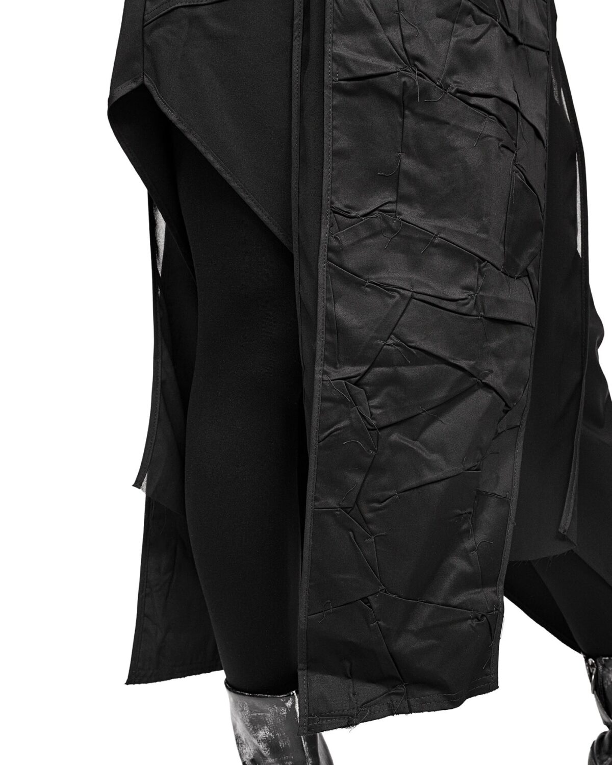 MINOAR - Crushed Drape Layers Sheer Skirt, Women's black cotton skirt with diagonal welt pockets - 6
