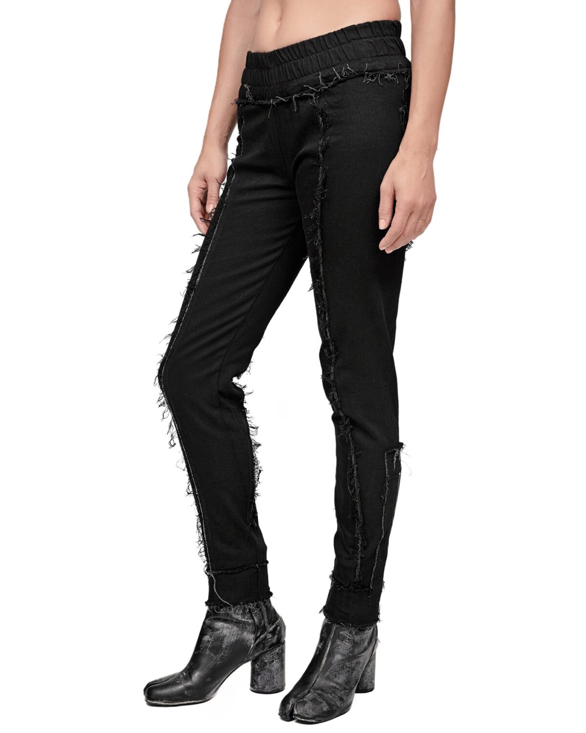 MINOAR - Denim Slim Fit Zip Cuff Pants, Women's black cotton pants with zip cuff detail - 4