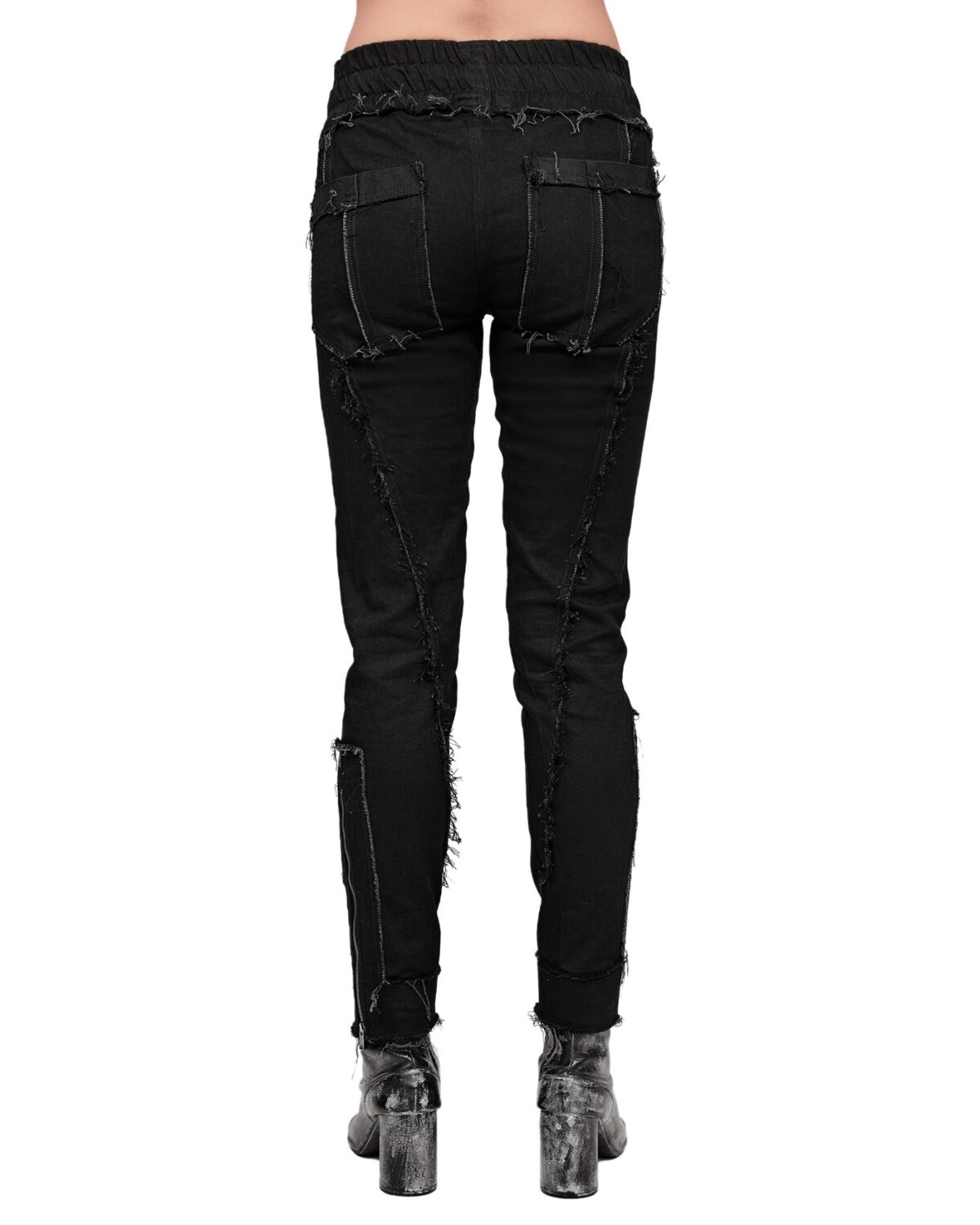 MINOAR - Denim Slim Fit Zip Cuff Pants, Women's black cotton pants with zip cuff detail - 6