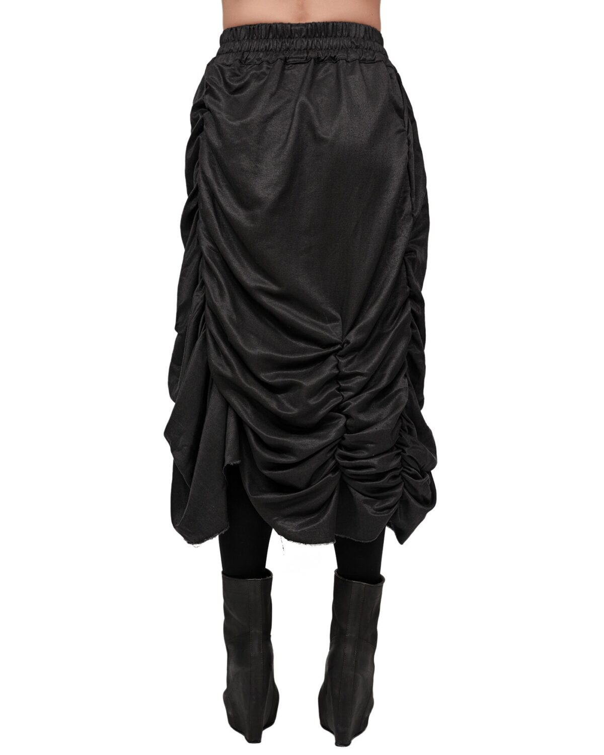 MINOAR - Fiber Bond Magma Layered Skirt, Women's black cotton skirt with Fiber-Bond texture - 4