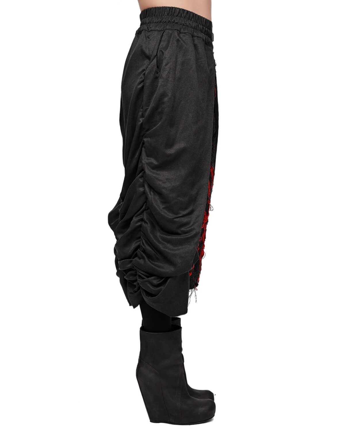 MINOAR - Fiber Bond Magma Layered Skirt, Women's black cotton skirt with Fiber-Bond texture - 6