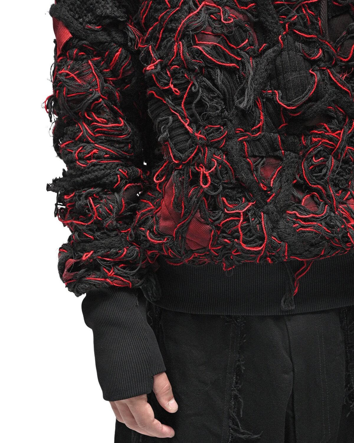 MINOAR - Pyro Fiber Bond Patch Sweater, Men's black cotton sweater with Fiber-Bond texture - 7