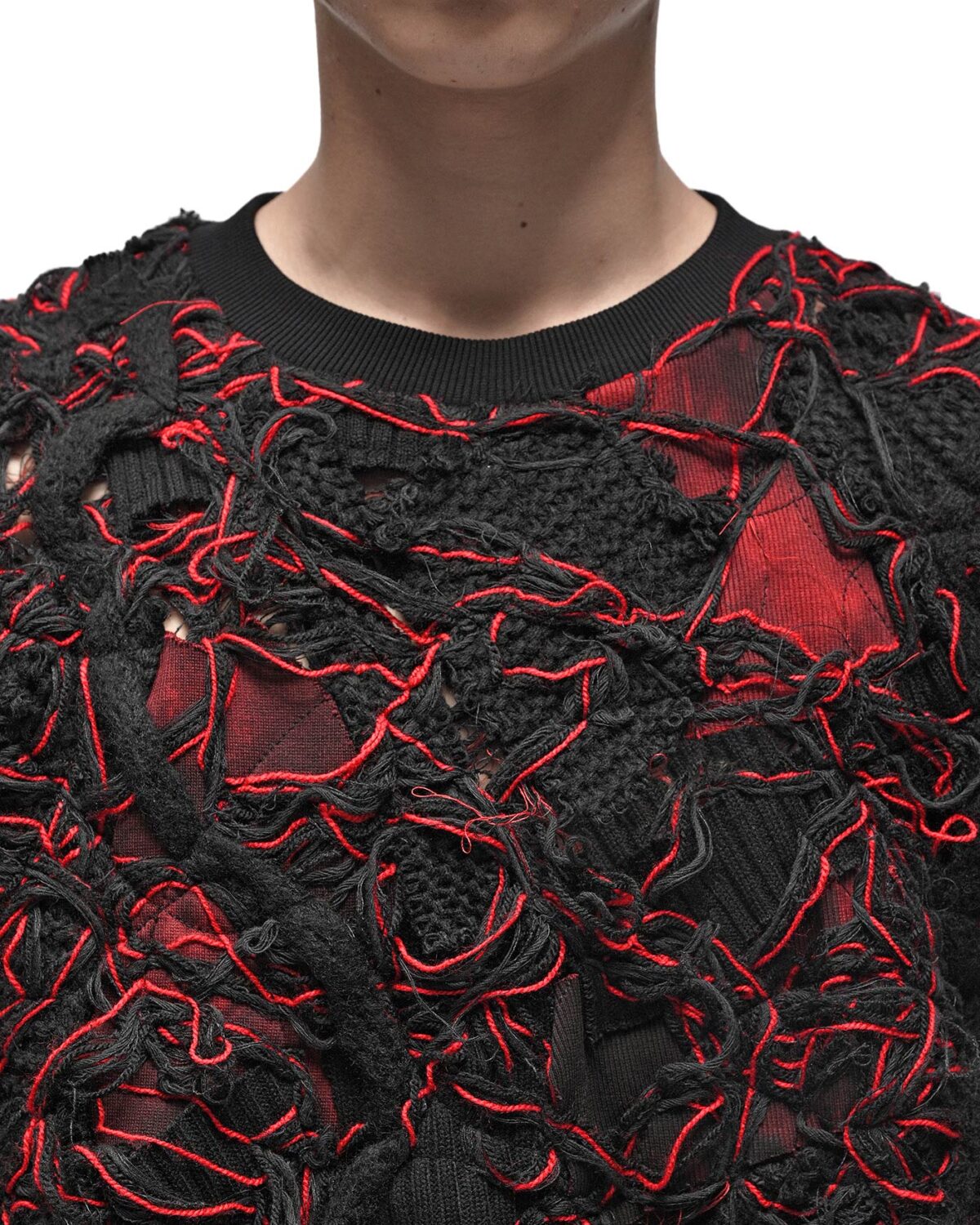 MINOAR - Pyro Fiber Bond Patch Sweater, Men's black cotton sweater with Fiber-Bond texture - 6
