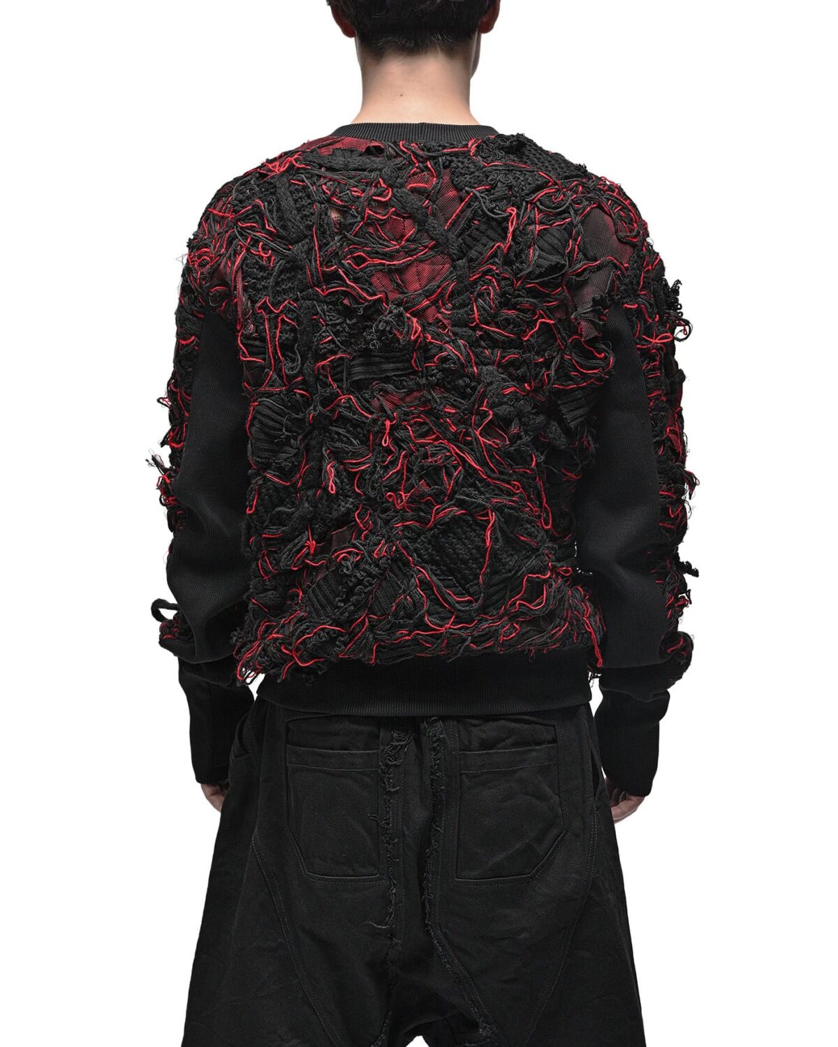 MINOAR - Pyro Fiber Bond Patch Sweater, Men's black cotton sweater with Fiber-Bond texture - 5