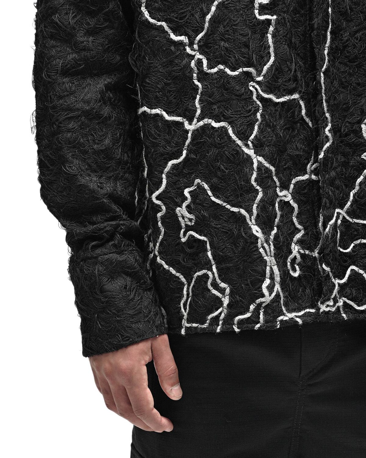 MINOAR - Black Fiber-Bond Cotton Sleeves, Men's black cotton sleeves with Fiber-Bond texture - 11