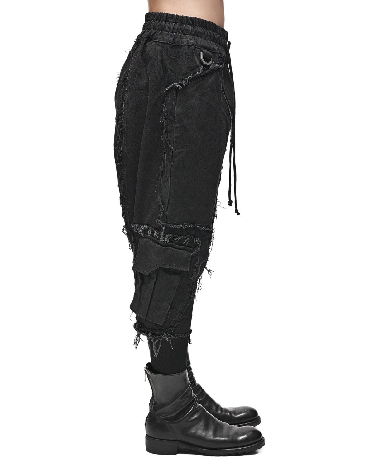MINOAR - Transform Denim Washed Crop Pants, Men's black cotton pants with cargo pocket detail - 5