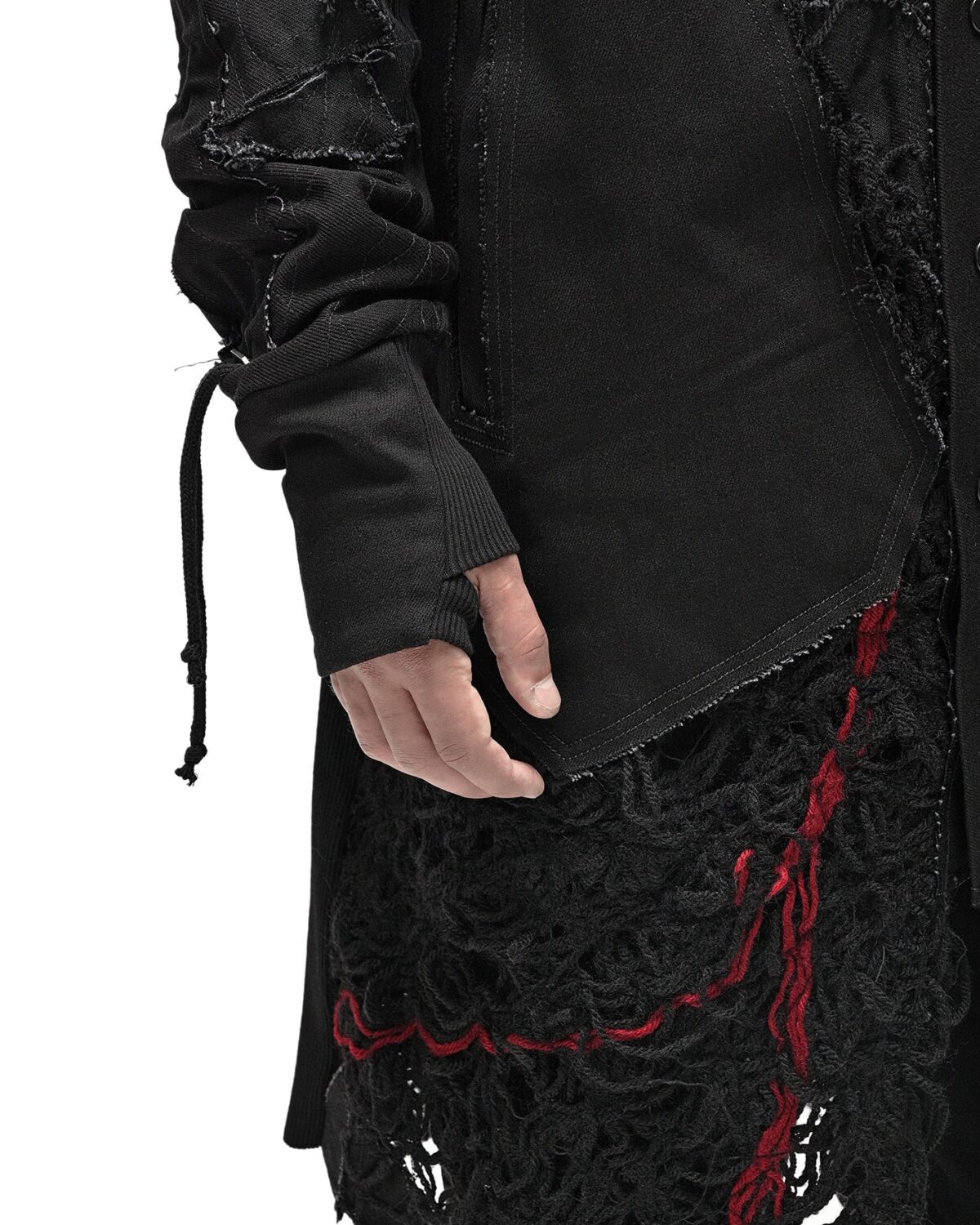 MINOAR - Fiber Bond Magma Tech Hood Cardigan, Women's black cotton cardigan with Fiber-Bond texture - 11