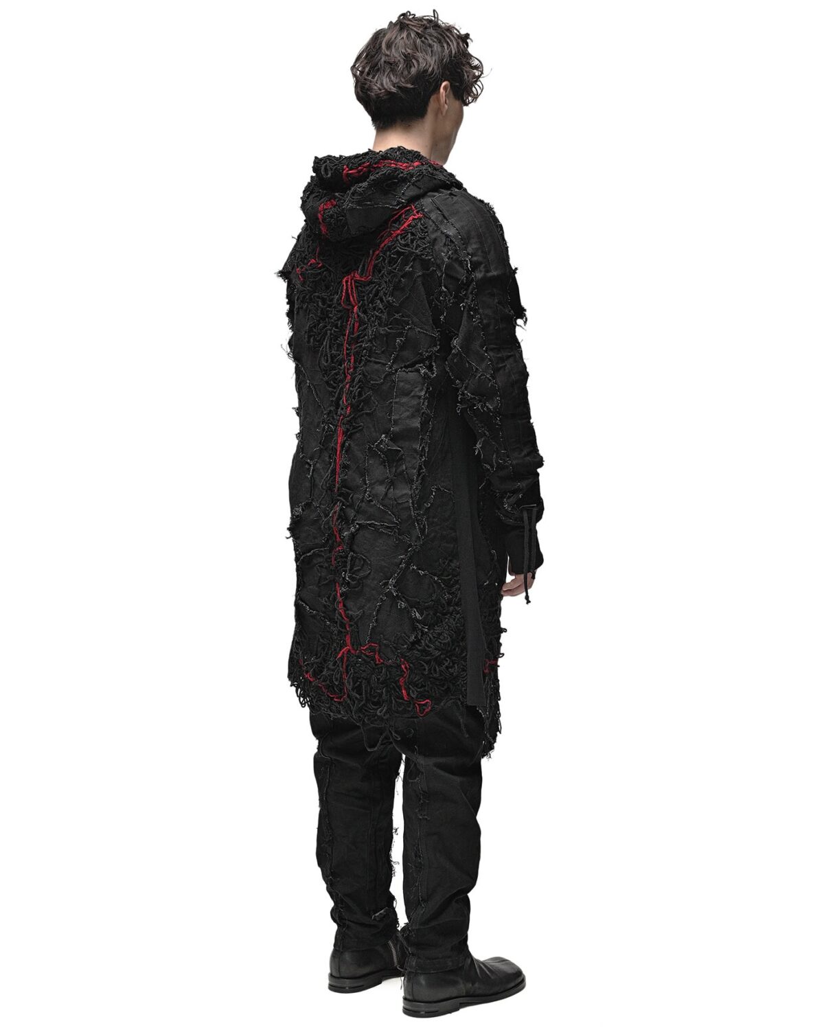 MINOAR - Fiber Bond Magma Tech Hood Cardigan, Women's black cotton cardigan with Fiber-Bond texture - 7