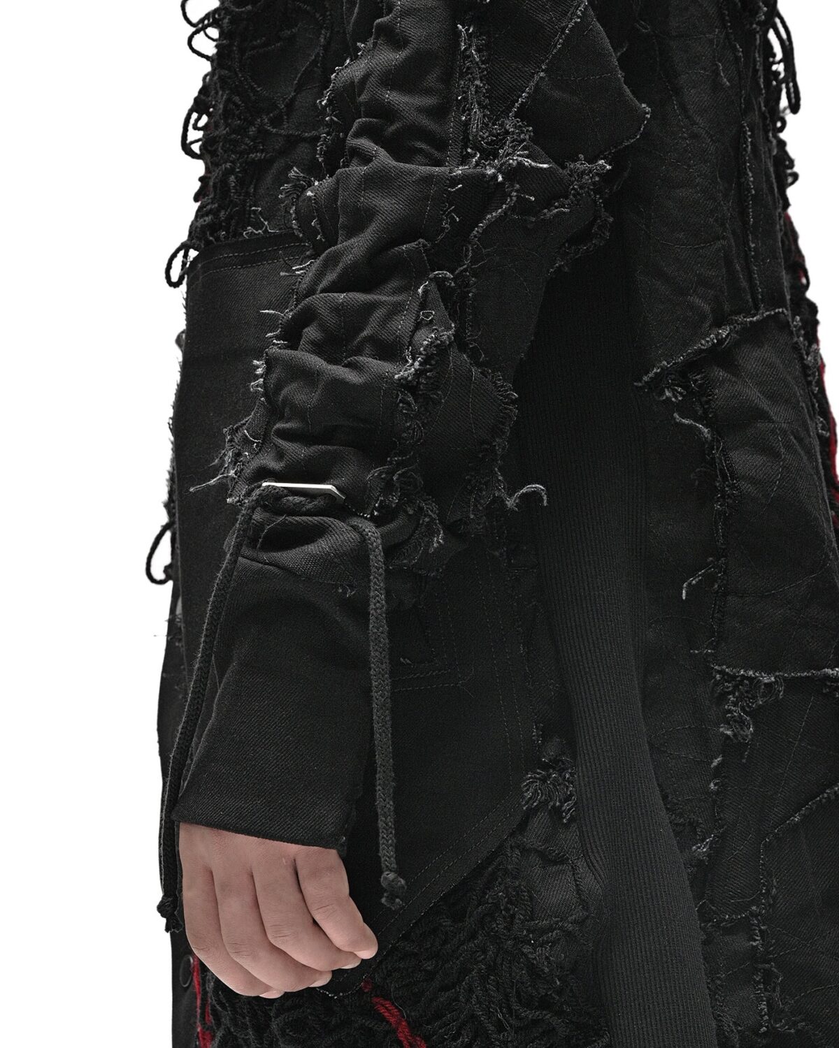 MINOAR - Fiber Bond Magma Tech Hood Cardigan, Women's black cotton cardigan with Fiber-Bond texture - 9