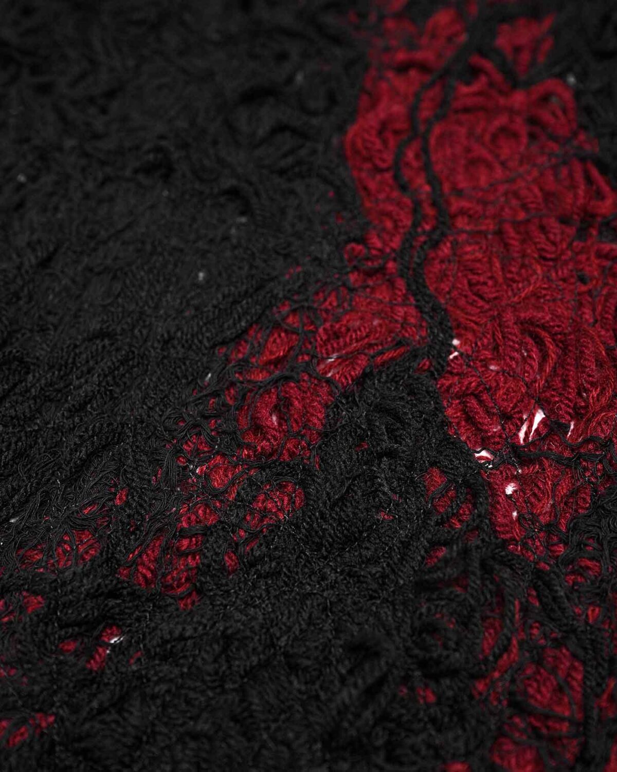 MINOAR - Fiber Bond Magma Long Scarf, Unisex black cotton scarf with Fiber-Bond texture - 5