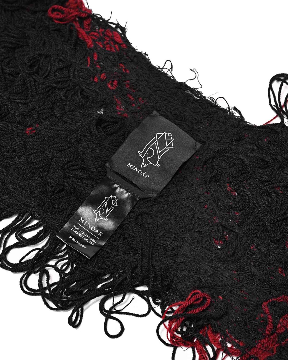 MINOAR - Fiber Bond Magma Long Scarf, Unisex black cotton scarf with Fiber-Bond texture - 6