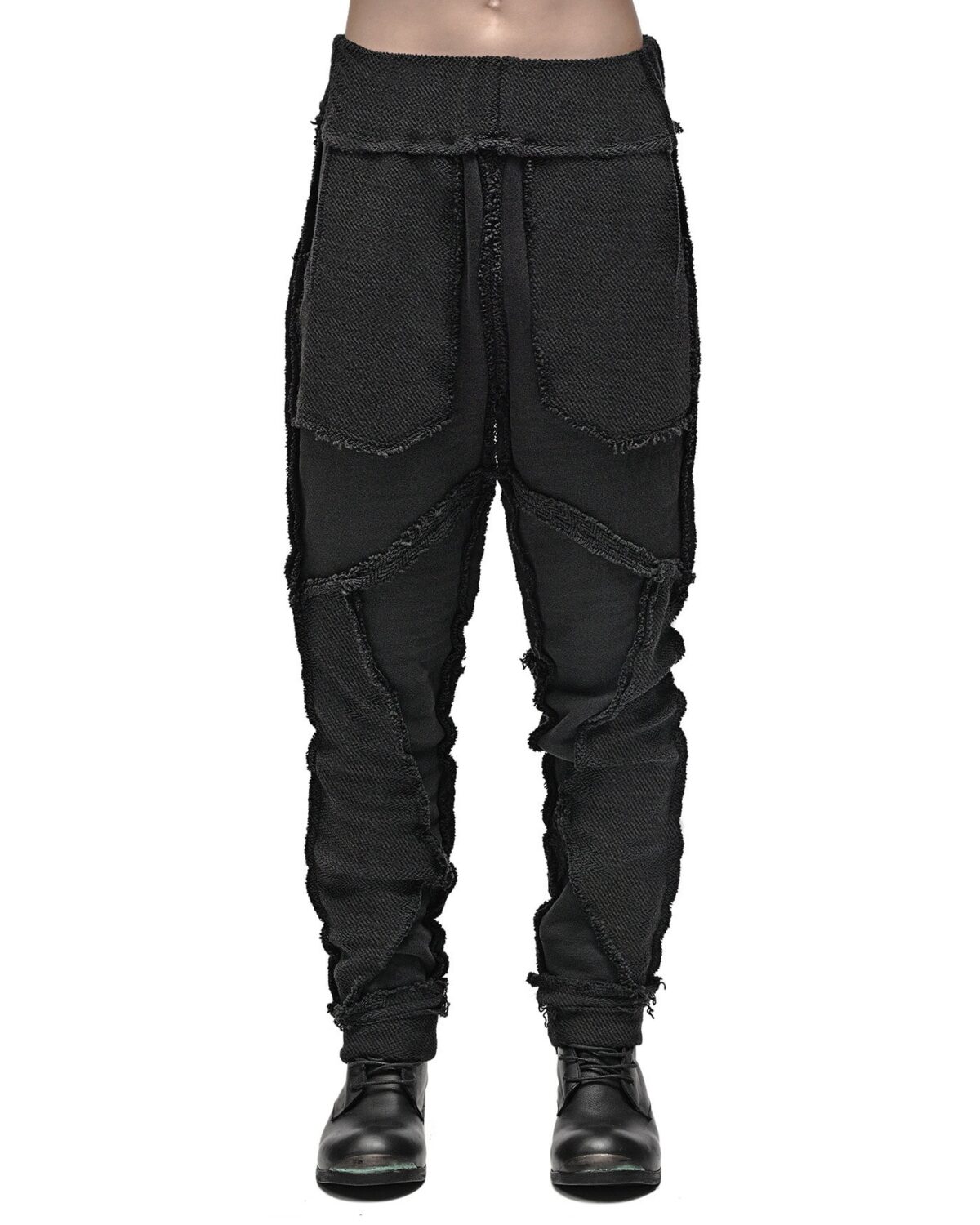 MINOAR - Black Cotton Trousers, Men's black cotton trousers with tapered silhouette - 3