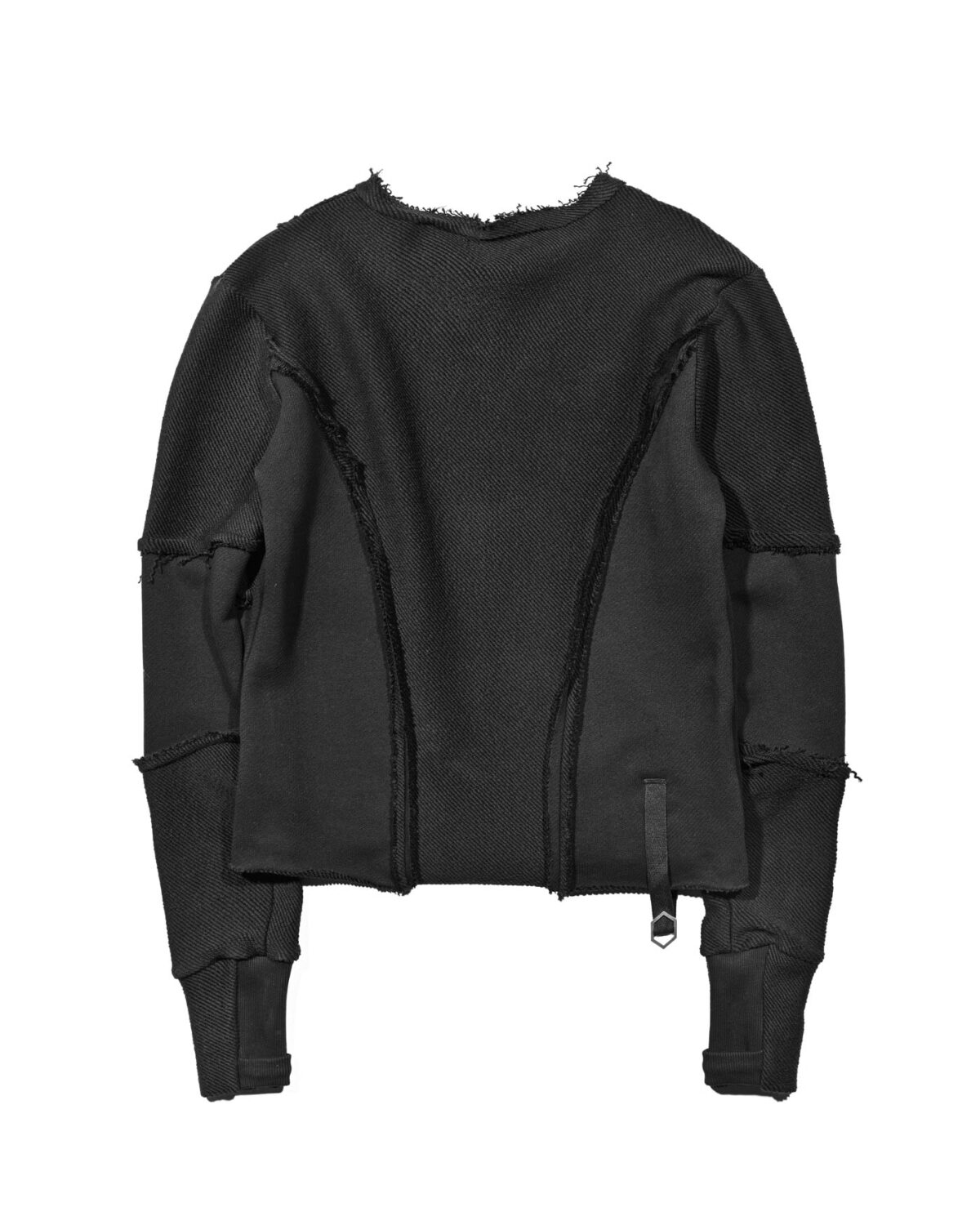 MINOAR - Construct Reverse Knit Sweater, Men's black cotton sweater with multi-segment construction - 3
