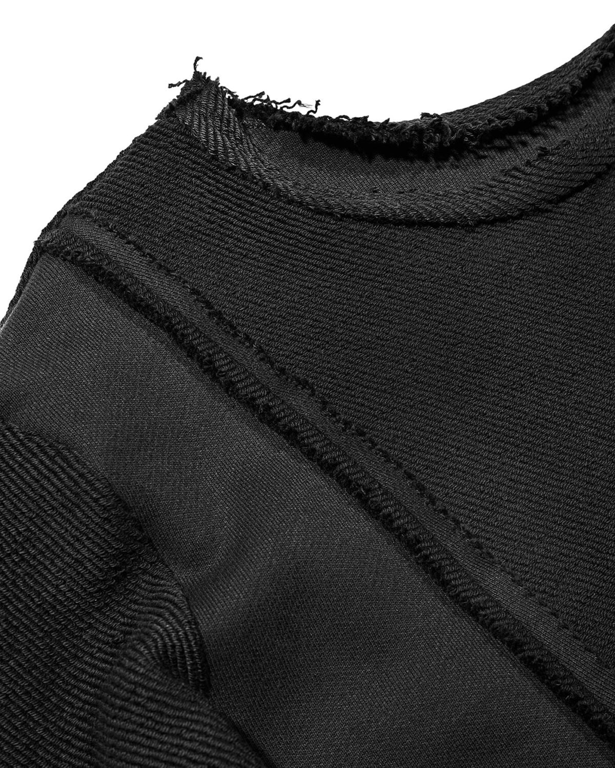 MINOAR - Construct Reverse Knit Sweater, Men's black cotton sweater with multi-segment construction - 6