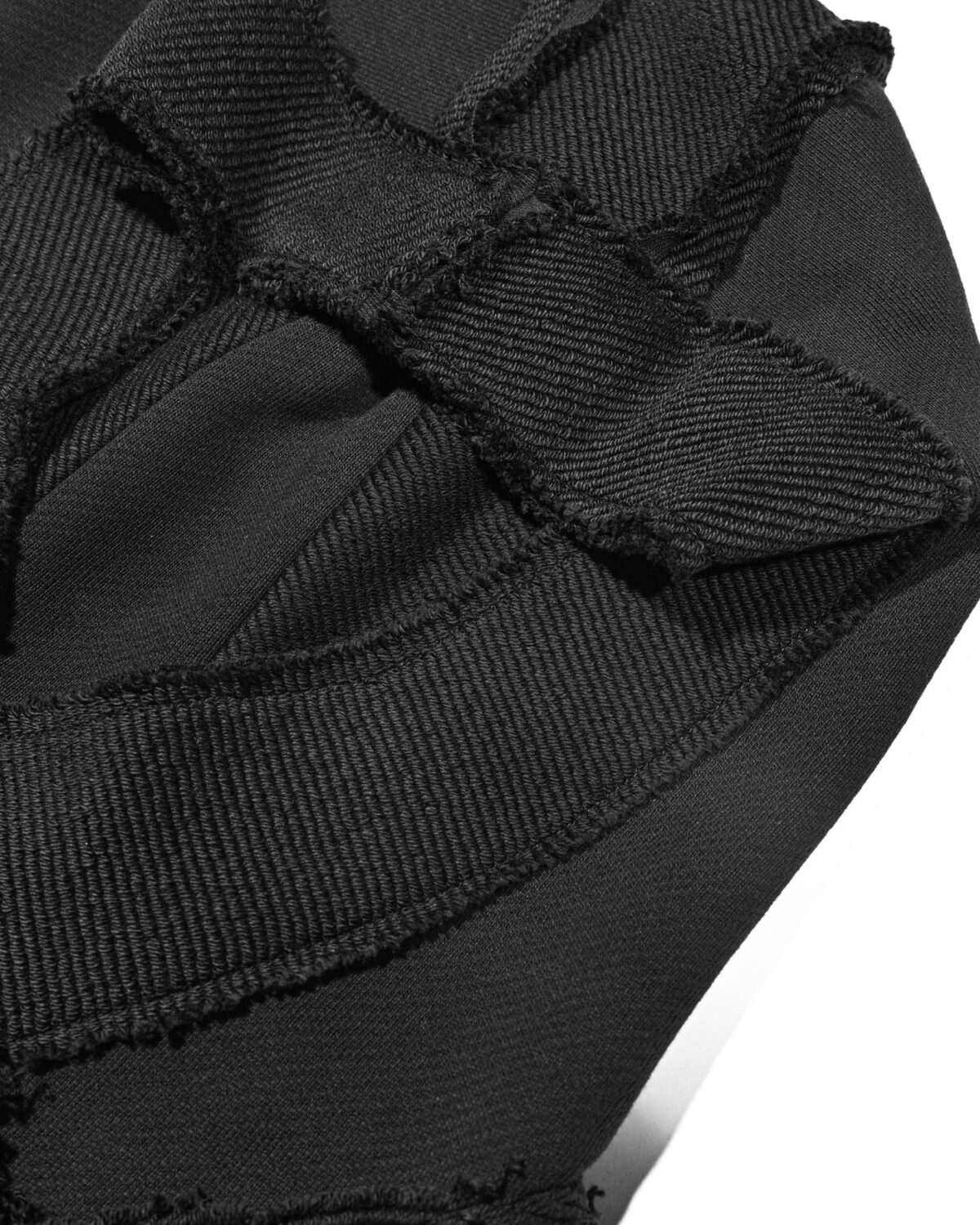 MINOAR - Reverse Edge Hood Buckle Cardigan, Men's black cotton cardigan with multi-segment construction - 12