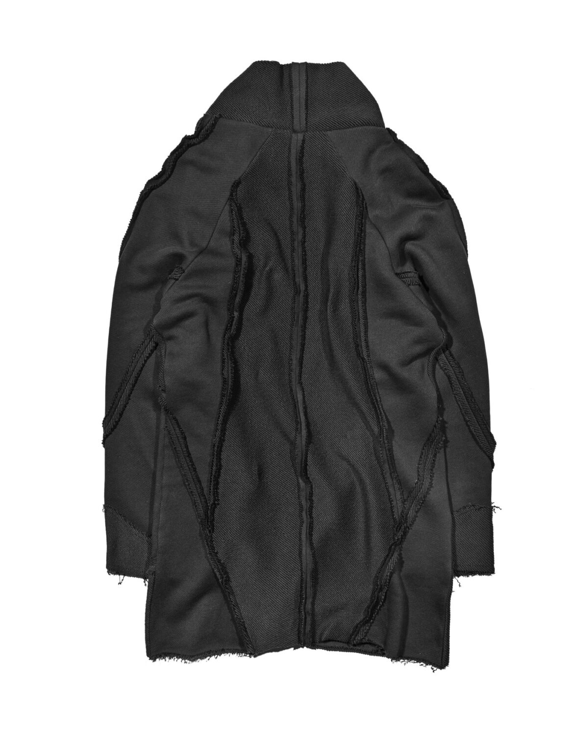 MINOAR - Reverse Edge Construct Cardigan, Men's black cotton cardigan with multi-segment construction - 4