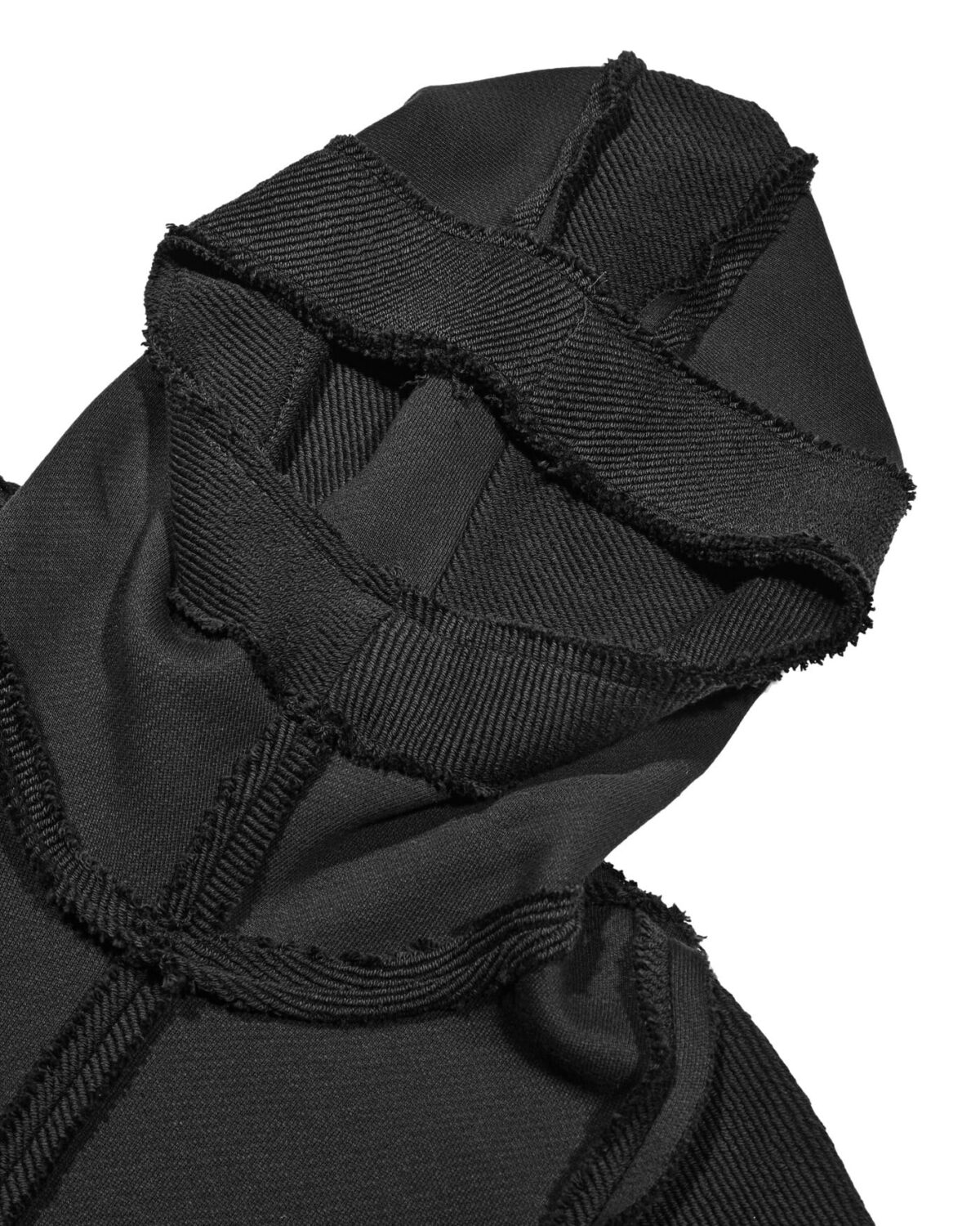 MINOAR - Construct Reverse Hoodie, Men's black cotton hoodie with multi-segment construction - 5